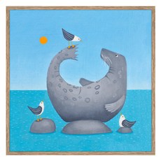 아트마트 동물 일러스트 아이방 포스터 Born to Fish 에일사 블랙, 알루미늄 우드