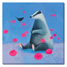 아트마트 동물 일러스트 아이방 포스터 Badger on Blue 에일사 블랙, 캔버스액자