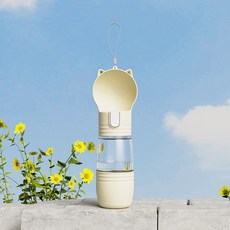 파스텔펫 반려동물 캣이어 휴대용 급수식기, 아이보리, 1개