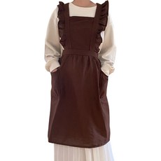 엘쏘 플로리스트 카페 신혼 린넨 프릴 앞치마 FREE, 브라운, 1개