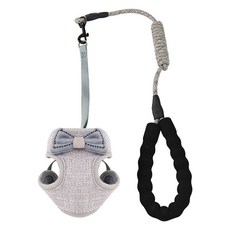 파스텔펫 반려동물 리본 하네스 리드줄, 그레이, 1개