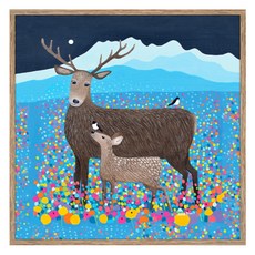 아트마트 동물 일러스트 아이방 포스터 Flowers of the Glen 에일사 블랙, 알루미늄 우드