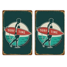 알로데 해변 서핑 보드 벽 장식 틴액자 2p, 24 서핑시간