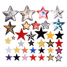 Simple Line 簡易刺繡熱熔布貼 徽章 星星 35款組合, 1套, 混和色