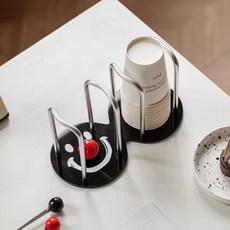 THE ZAKKA Pierrot 桌上型雙格紙杯架, 黑色, 1個