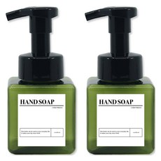 뉴앤룩 사각 욕실 거품 핸드워시 리필공병 250ml x 2p + 핸드솝 A라벨스티커 x 2p, 1세트, 그린(리필공병)