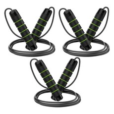 Librica 防滑不打結鋼絲跳繩, 綠色, 3個