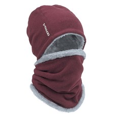 Robroco 素色防寒刷毛高爾夫圍脖 + 帽子組, 1套, 酒紅色