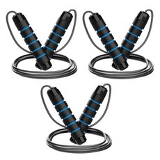 Librica 防滑不打結鋼絲跳繩, 藍色, 3個