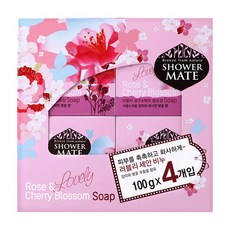 Shower mate 潔面皂4件組 玫瑰&櫻花香 400g, 1盒