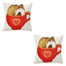 아티홈 하트 고양이 쿠션 커버 2p