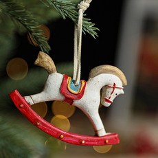 Home Flow樹脂復古聖誕樹裝飾木馬吊墜, 1個, 混色