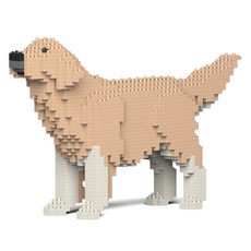 JEKCA 站立的黃金獵犬狗狗積木 S, 棕色 + 白色