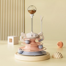 캣츠드림 고양이 로봇 스프링 4단 레일 공놀이 장난감 00206, 핑크, 1개