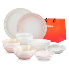 르크루제 북유럽 한식 2인 식기 + 쇼핑백 세트 9p, 쉘핑크 + 머랭, 식기 5종, 1세트