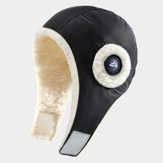 女款內刷毛冬季防寒護耳帽, 黑色