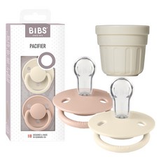 BIBS豪華矽膠瓣(2種)+專屬帽套, 均碼, Ivory+Blush, 1組