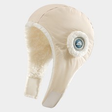 女款內刷毛冬季防寒護耳帽, 米色