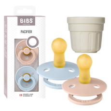 BIBS幼兒用彩色安撫奶嘴 2種+專用蓋組, 第2步, 1組, 腮紅、淡藍色