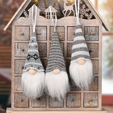 矮人造型聖誕樹掛飾 3件組, 灰色