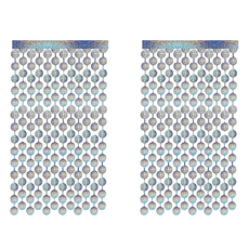 正月市集 鏡面球雷射派對拉簾 1 x 2 m, 銀色, 2個