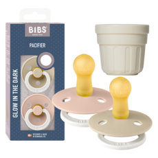 BIBS幼兒用彩色安撫奶嘴 2種+專用蓋組, 第2步, 1組, 香草光澤、腮紅光澤