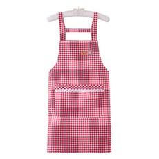 DAYSOY 可愛格紋圍裙, 24 花朵紅色, 1個