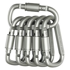 DM 登山露營用背包D型環登山扣, 銀, 6個
