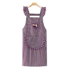 데이소이 포켓 스트라이프 앞치마, 15 하트리본 퍼플, 1개