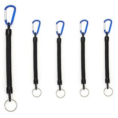 DM 釣魚彈簧繩 + D型扣環登山扣 + 鑰匙圈套組, 藍色, 5套