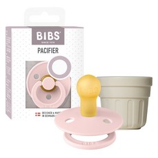 BIBS 彩色橡膠奶嘴 + 專用蓋套組, 04 櫻花粉(奶嘴), 1套, 1階段