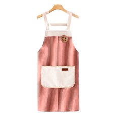 데이소이 포켓 스트라이프 앞치마, 10 스마일 레드, 1개