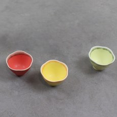 Dalsogum 驪州陶瓷酒杯 燒酒杯 水果花瓣杯 3入組, 1套, 檸檬, 酪梨, 西瓜