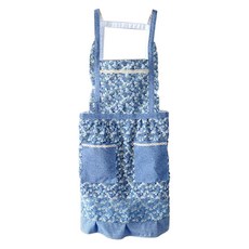 데이소이 체크 플라워 앞치마, 8 올플라워 블루, 1개