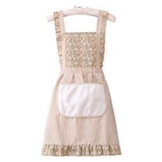 데이소이 프렌치 플로럴 앞치마, 8 잔꽃프릴 옐로우, 1개