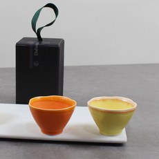 Dalsogum 陶瓷愛酒家情侶燒酒杯禮物 水果花瓣杯 情侶2入組, 橘子, 檸檬, 1套