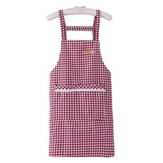 DAYSOY 可愛格紋圍裙, 25 花朵深紅色, 1個