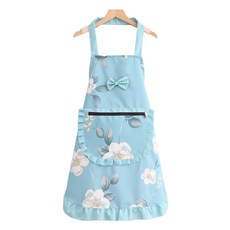 데이소이 프렌치 플로럴 앞치마, 5 흰꽃리본 스카이그린, 1개