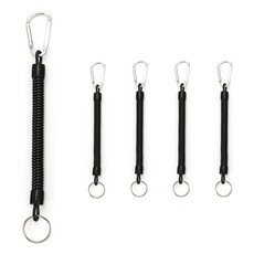 DM 낚시 스프링줄 + D링 버클 카라비너 + 키링 세트, 실버, 5세트