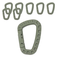 DM 健行露營用輕量D型登山扣, 8個, 卡其色