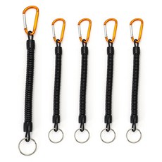 DM 釣魚彈簧繩 + D型扣環登山扣 + 鑰匙圈套組, 金色, 5套