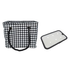 뷰레이터닷컴 트위드 물빠짐 수영가방 + 받침대 세트, 블랙 + 화이트