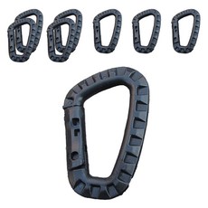 DM 健行露營用輕量D型登山扣, 8個, 黑色