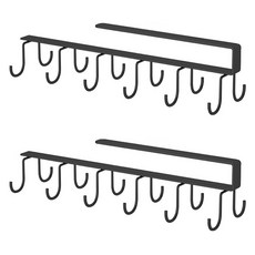 Meo 雙排廚房掛鉤收納架, 黑色, 2個