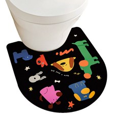 잇어스 건식 욕실 변기매트 50 x 55 cm, 퍼피블랙, 1개