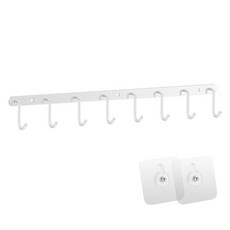 Meo 側面免鑽孔不鏽鋼廚具掛鉤架 8鉤, 白色, 1個