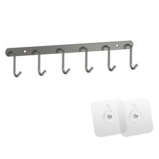 Meo 側面免打孔不鏽鋼廚具掛鉤 6鉤, 灰色, 1個