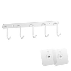 Meo 側面免打孔不鏽鋼廚具5連掛鉤, 白色, 1個