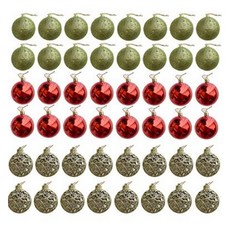 Lovely Farm 紅綠混搭 聖誕樹裝飾球 吊飾 6cm 48款套組, 1套, 混色