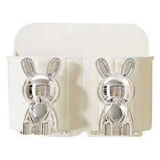 피어니스트 토끼 양치컵 칫솔 보관 거치대, 화이트, 1개